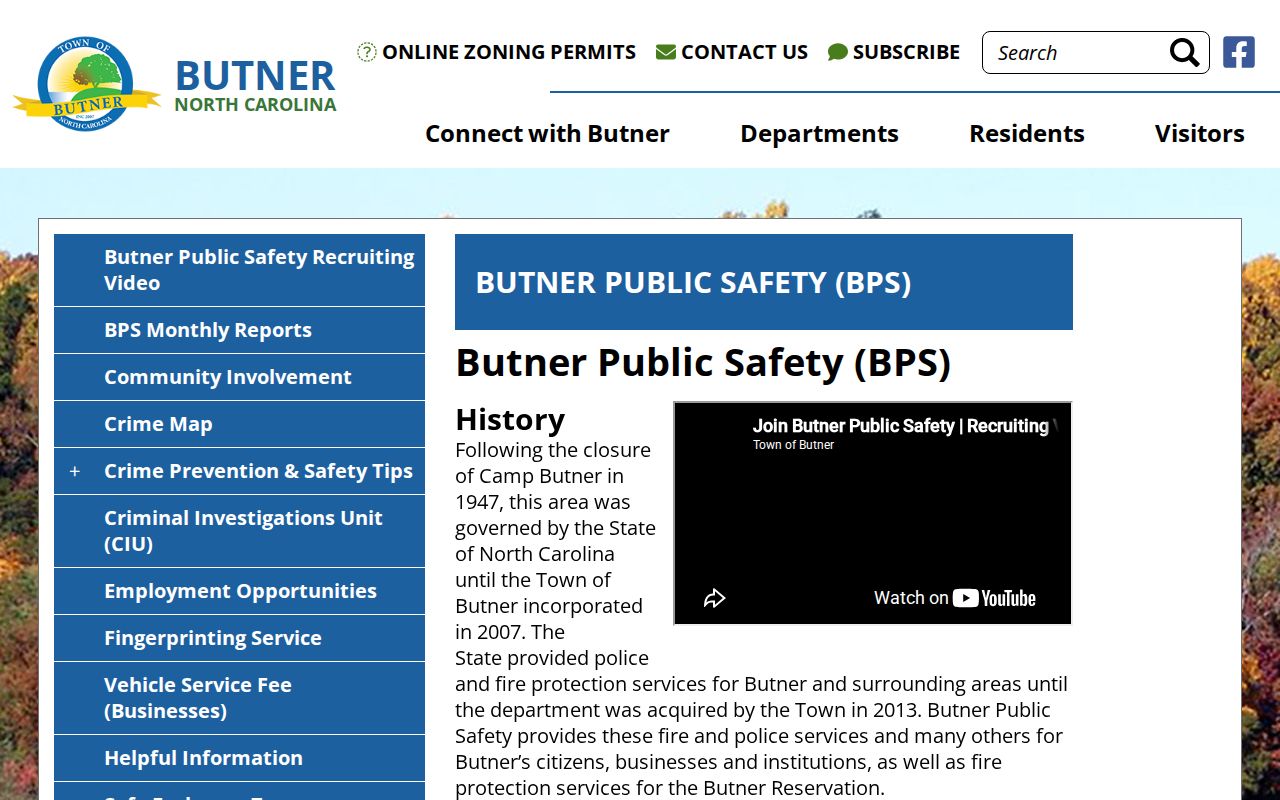 Butner Public Safety official department page and contact information