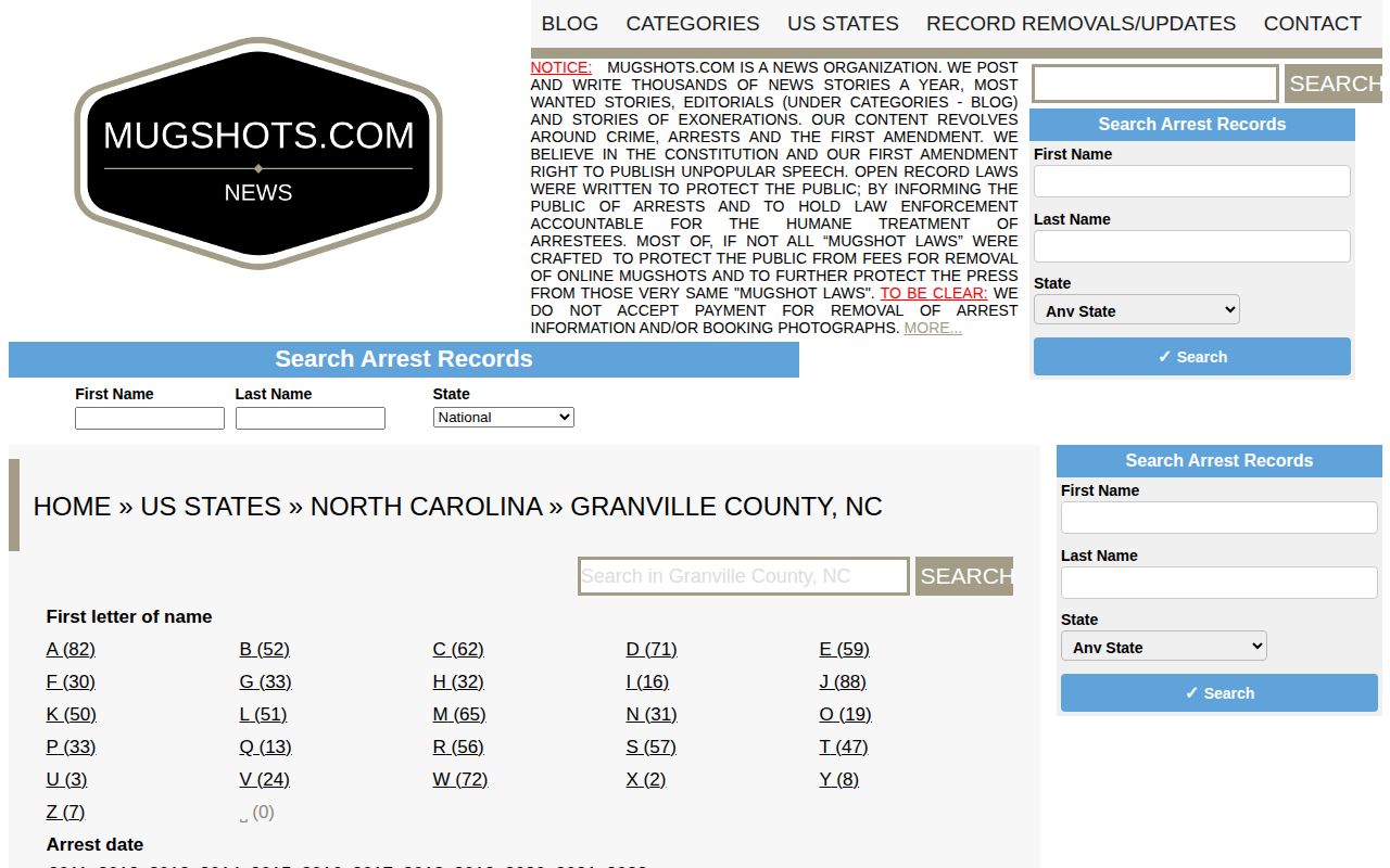 Unofficial historical Granville County archive filters without person photos